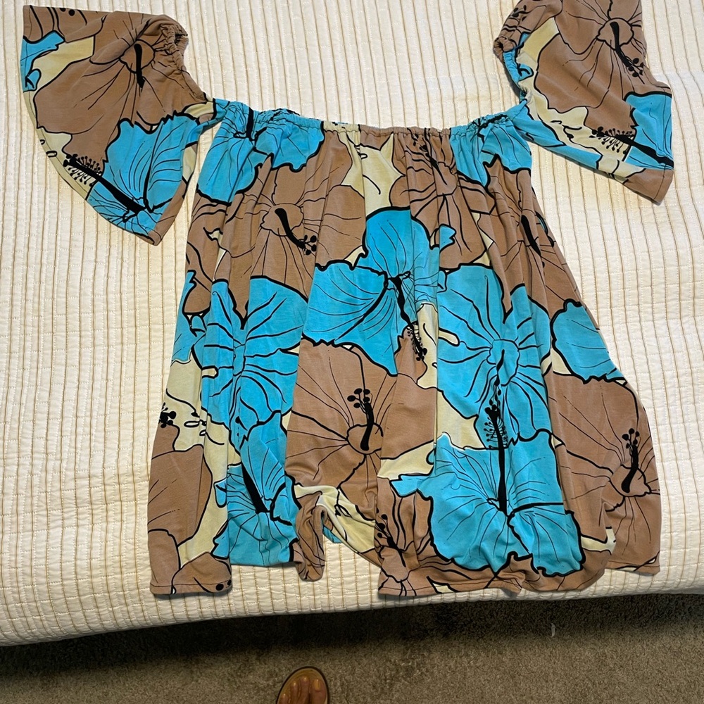 Lola by Simply Sisters off the shoulder, with attached bell sleeves.